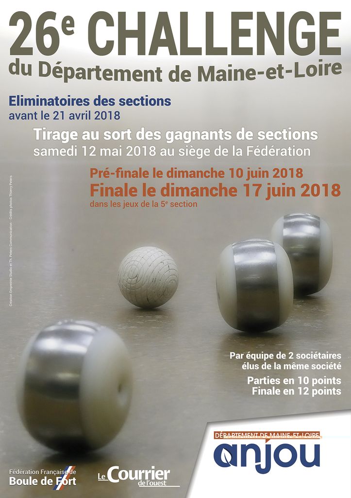 26 ième Challenge de boule de fort du conseil départemental du Maine et Loire